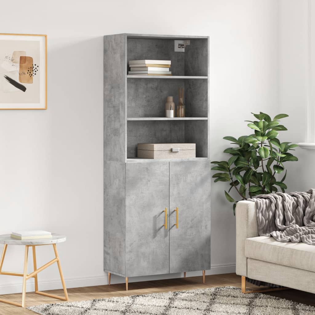 vidaXL Witrynka, szarość betonu 69,5x34x180 cm materiał drewnopochodny