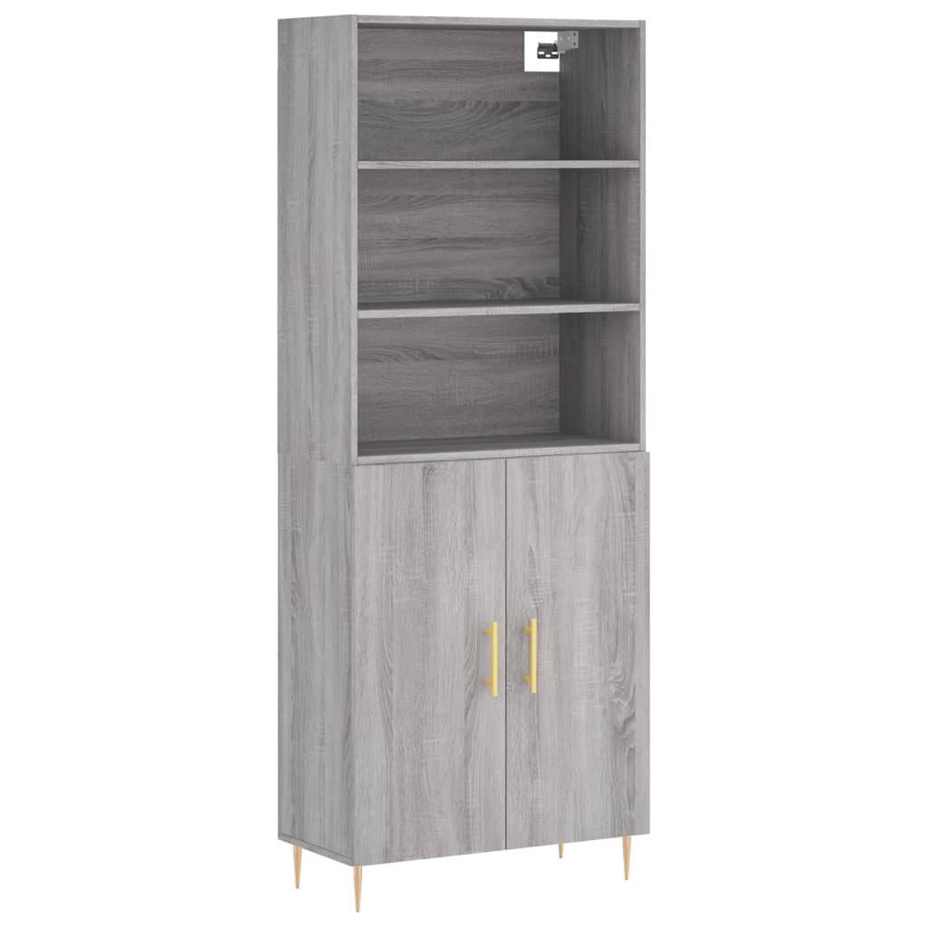 vidaXL Witrynka szary dąb sonoma 69,5x34x180cm materiał drewnopochodny