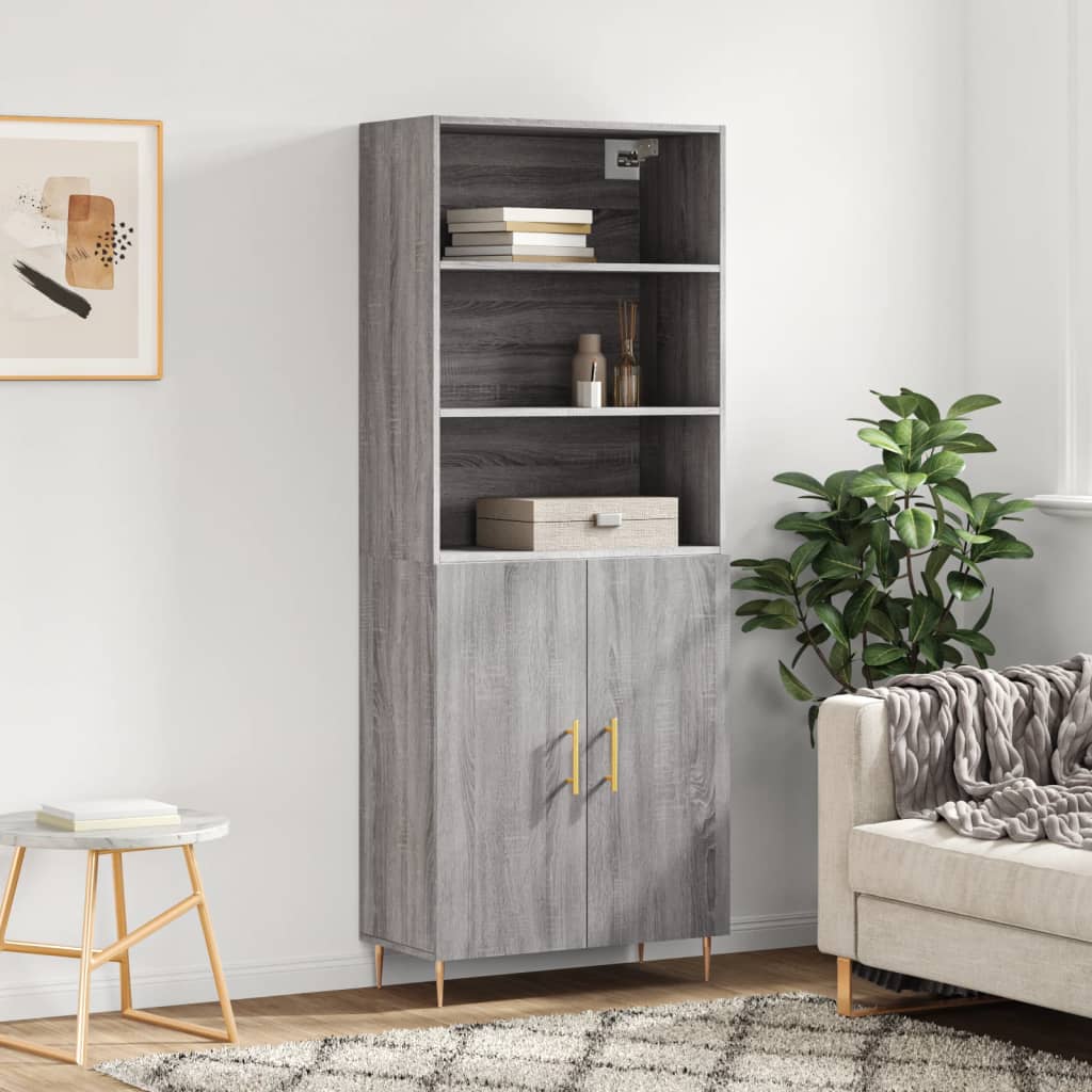 vidaXL Witrynka szary dąb sonoma 69,5x34x180cm materiał drewnopochodny