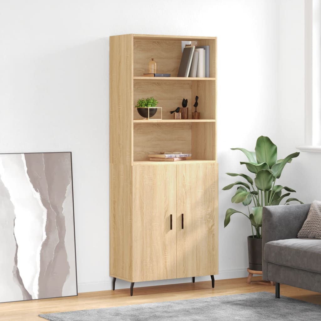 vidaXL Witrynka, dąb sonoma, 69,5x34x180 cm, materiał drewnopochodny