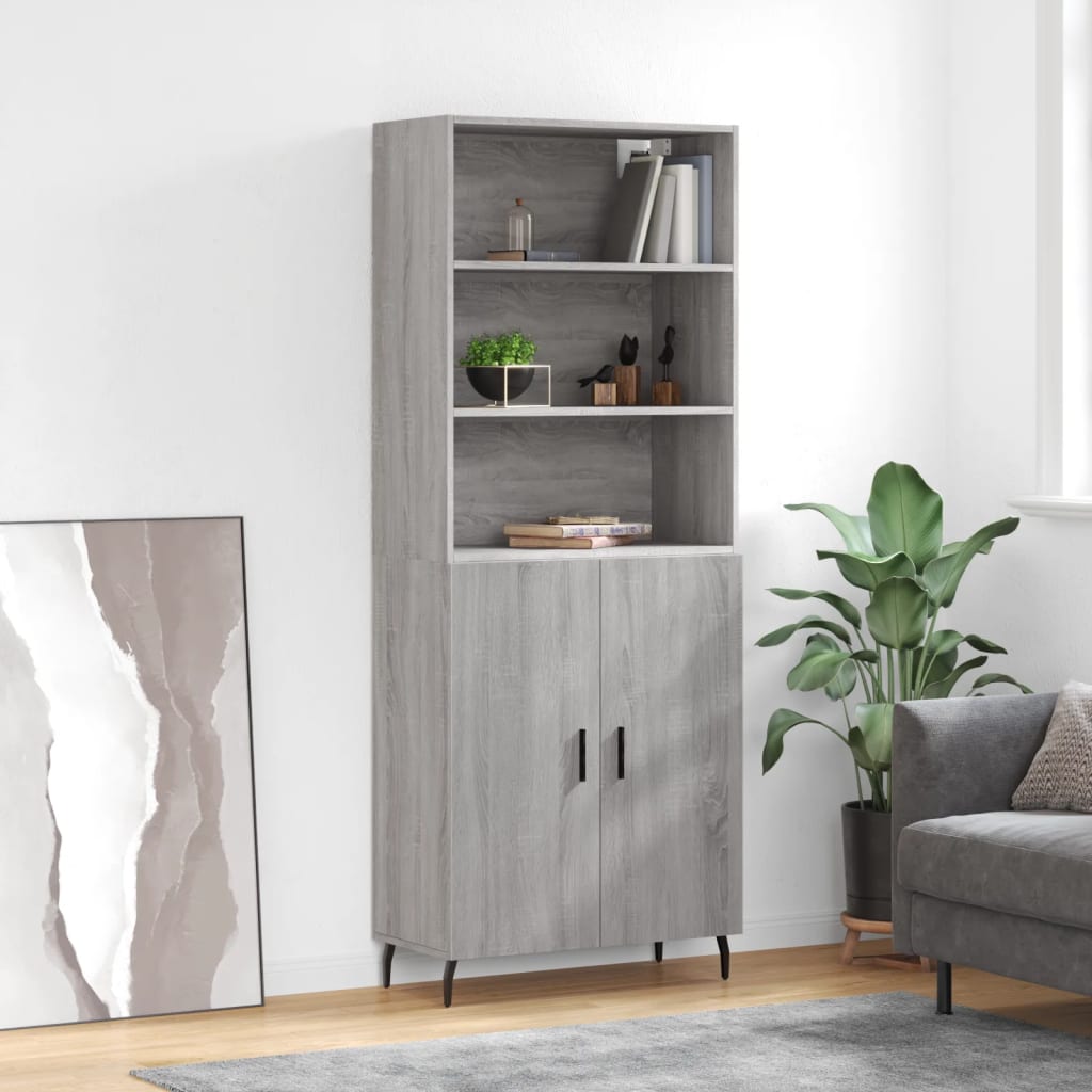 vidaXL Witrynka szary dąb sonoma 69,5x34x180cm materiał drewnopochodny
