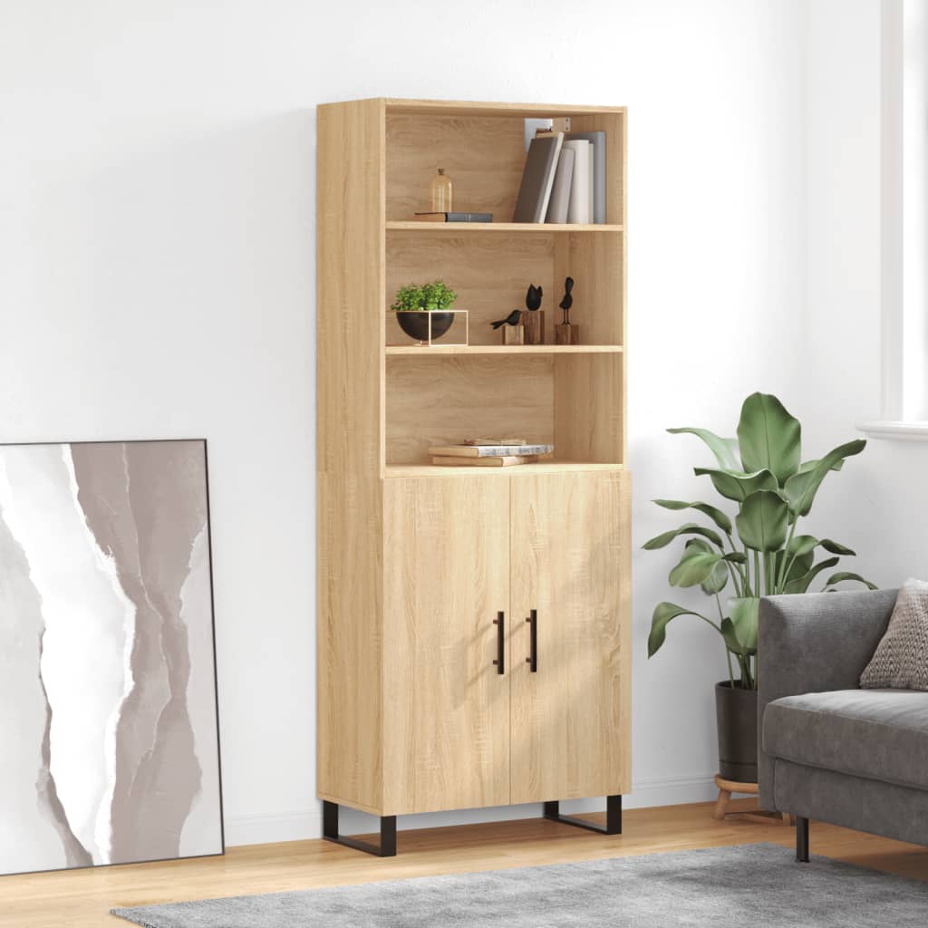 vidaXL Witrynka, dąb sonoma, 69,5x34x180 cm, materiał drewnopochodny