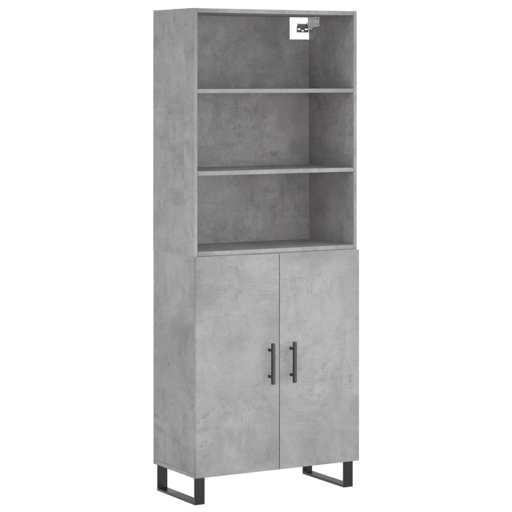 vidaXL Witrynka, szarość betonu 69,5x34x180 cm materiał drewnopochodny