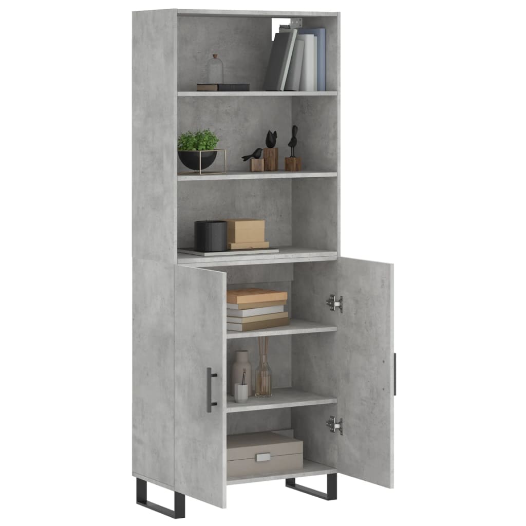 vidaXL Witrynka, szarość betonu 69,5x34x180 cm materiał drewnopochodny