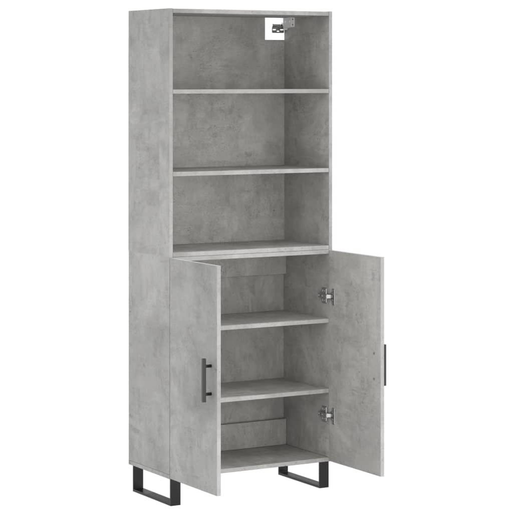 vidaXL Witrynka, szarość betonu 69,5x34x180 cm materiał drewnopochodny