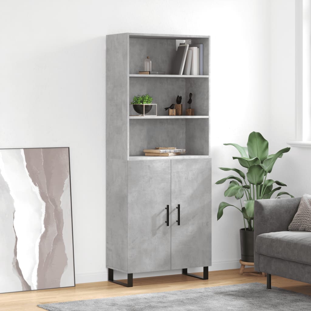 vidaXL Witrynka, szarość betonu 69,5x34x180 cm materiał drewnopochodny