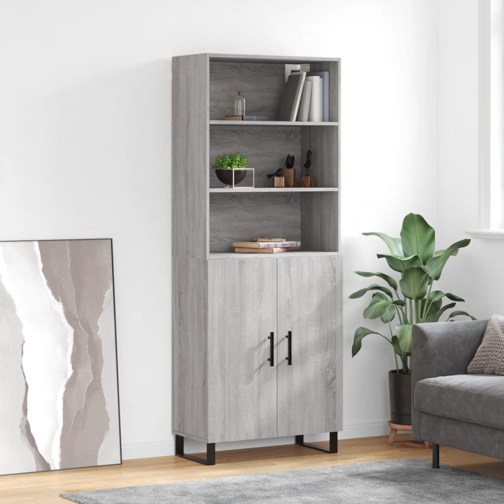 vidaXL Witrynka szary dąb sonoma 69,5x34x180cm materiał drewnopochodny