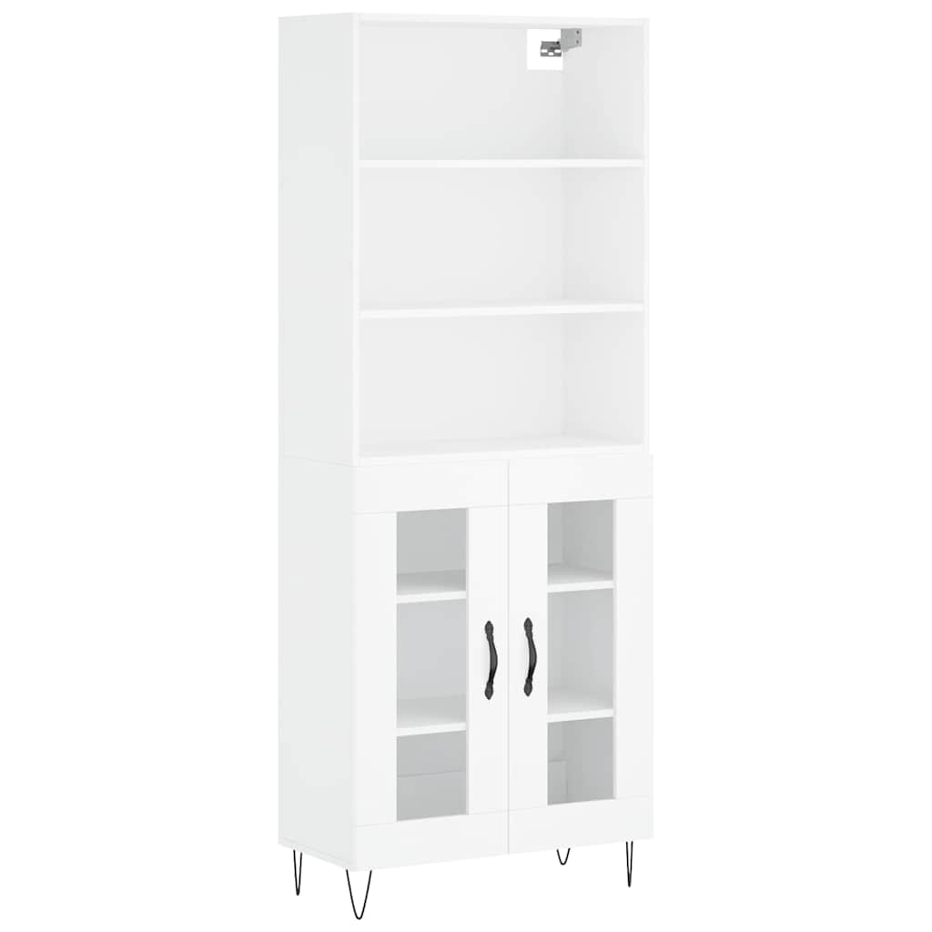 vidaXL Witrynka, biała, 69,5x34x180 cm, materiał drewnopochodny