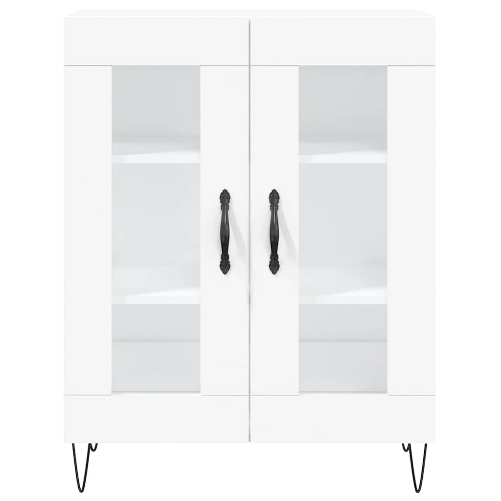 vidaXL Witrynka, biała, 69,5x34x180 cm, materiał drewnopochodny