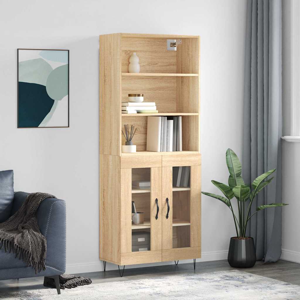vidaXL Witrynka, dąb sonoma, 69,5x34x180 cm, materiał drewnopochodny