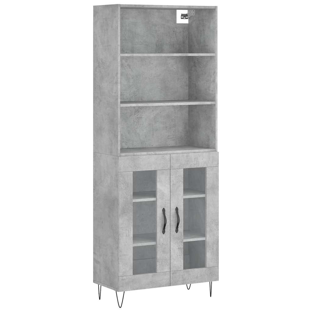 vidaXL Witrynka, szarość betonu 69,5x34x180 cm materiał drewnopochodny
