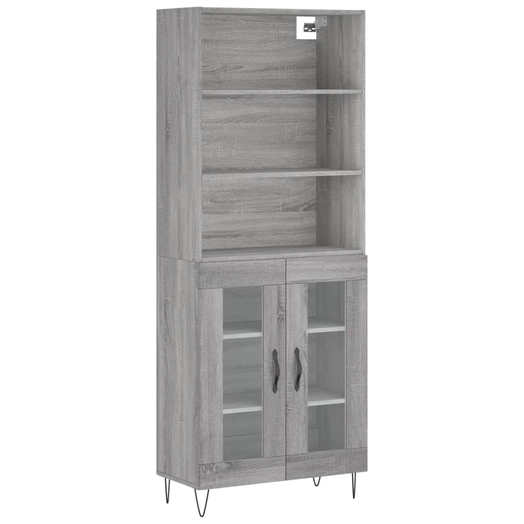 vidaXL Witrynka szary dąb sonoma 69,5x34x180cm materiał drewnopochodny