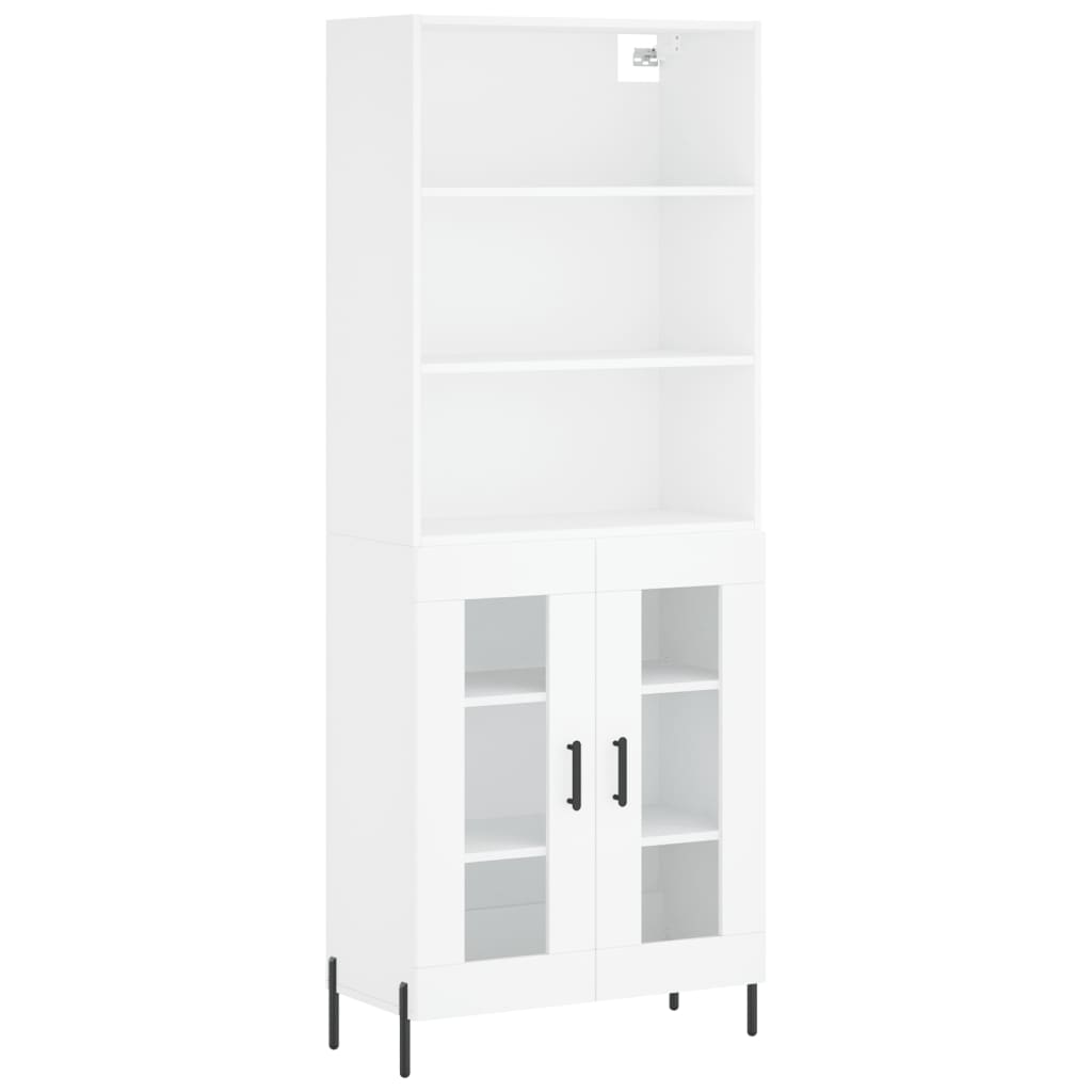 vidaXL Witrynka, biała, 69,5x34x180 cm, materiał drewnopochodny