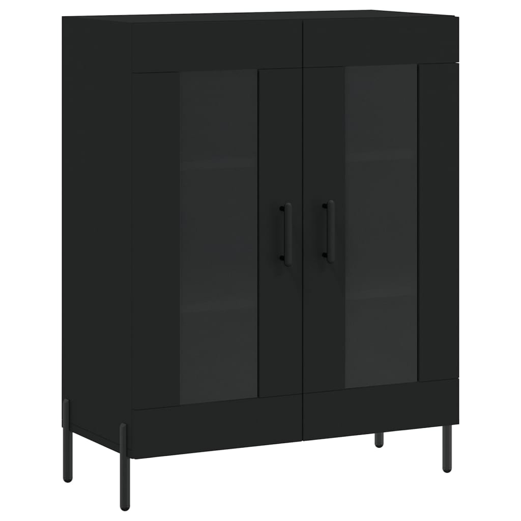 vidaXL Witrynka, czarna, 69,5x34x180 cm, materiał drewnopochodny