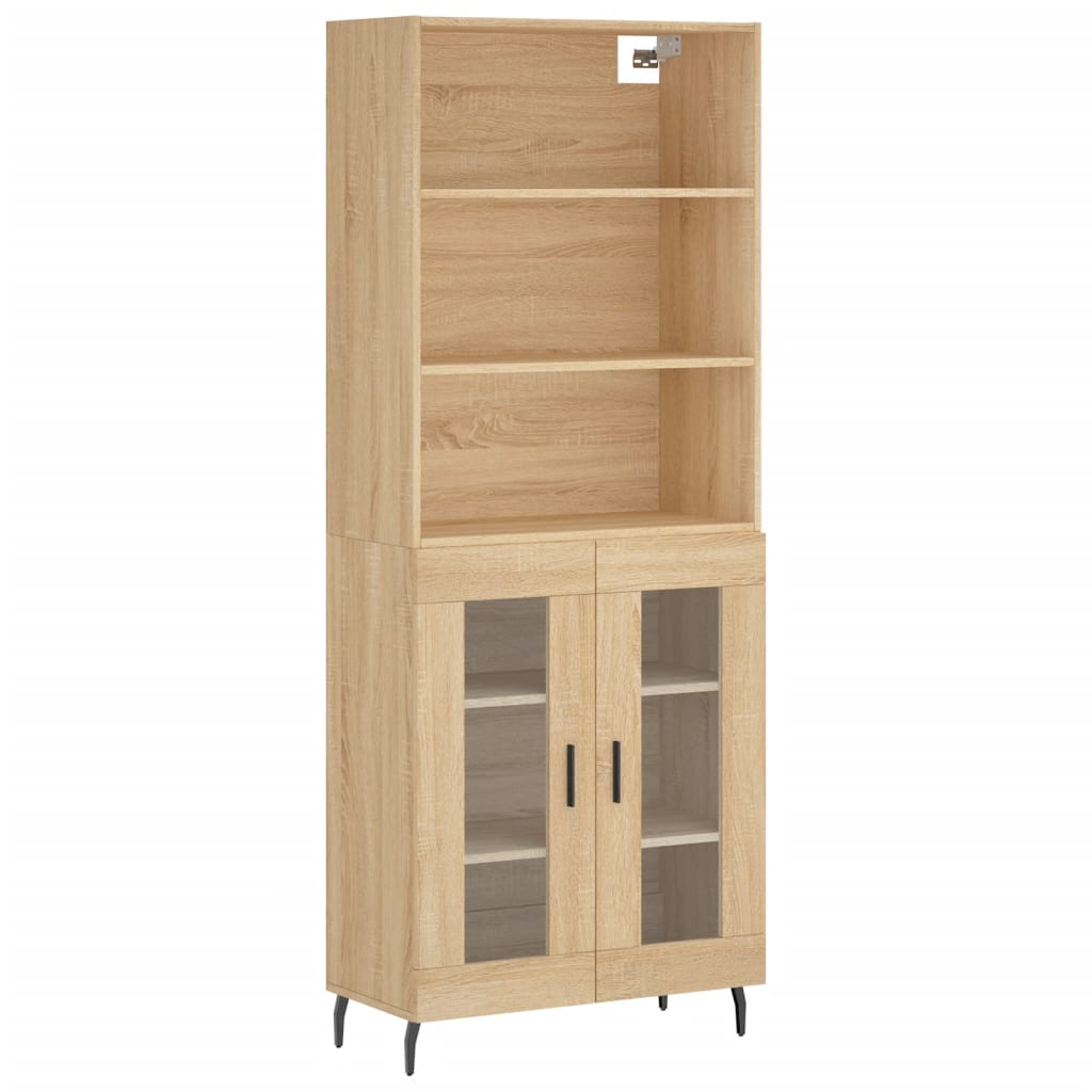vidaXL Witrynka, dąb sonoma, 69,5x34x180 cm, materiał drewnopochodny