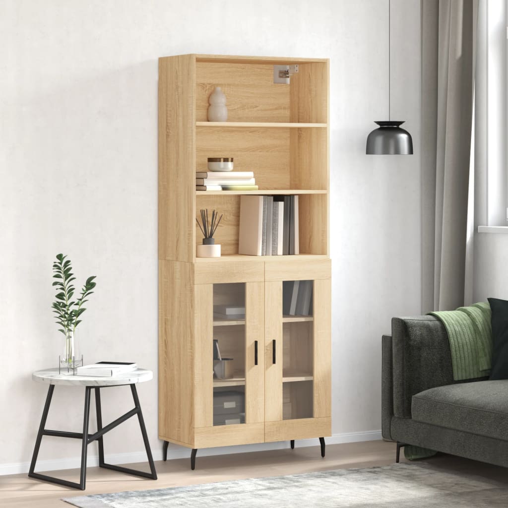 vidaXL Witrynka, dąb sonoma, 69,5x34x180 cm, materiał drewnopochodny
