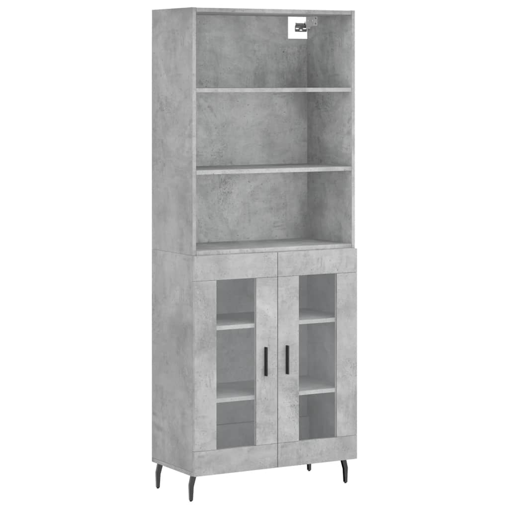 vidaXL Witrynka, szarość betonu 69,5x34x180 cm materiał drewnopochodny