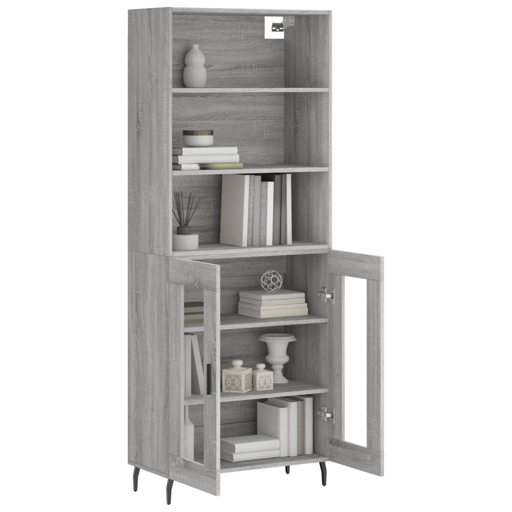 vidaXL Witrynka szary dąb sonoma 69,5x34x180cm materiał drewnopochodny