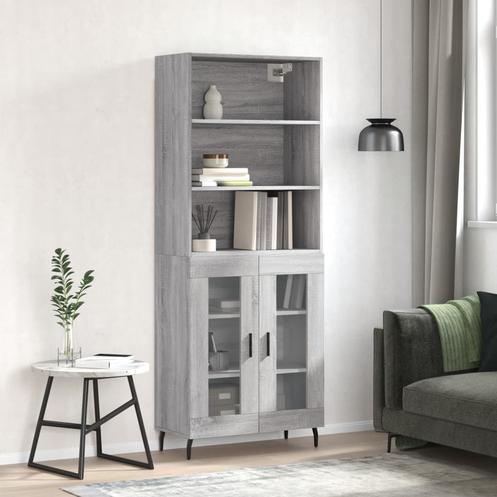 vidaXL Witrynka szary dąb sonoma 69,5x34x180cm materiał drewnopochodny