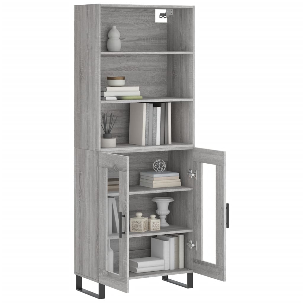 vidaXL Witrynka szary dąb sonoma 69,5x34x180cm materiał drewnopochodny