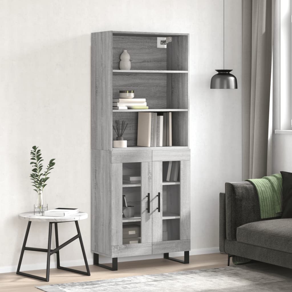 vidaXL Witrynka szary dąb sonoma 69,5x34x180cm materiał drewnopochodny