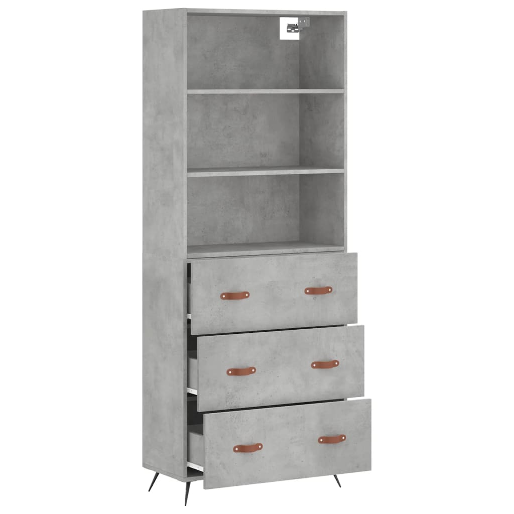 vidaXL Witrynka, szarość betonu 69,5x34x180 cm materiał drewnopochodny