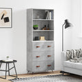 vidaXL Witrynka, szarość betonu 69,5x34x180 cm materiał drewnopochodny