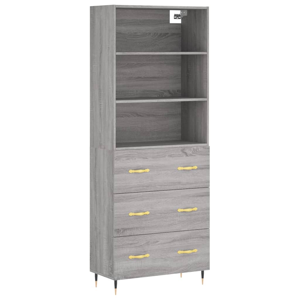 vidaXL Witrynka szary dąb sonoma 69,5x34x180cm materiał drewnopochodny