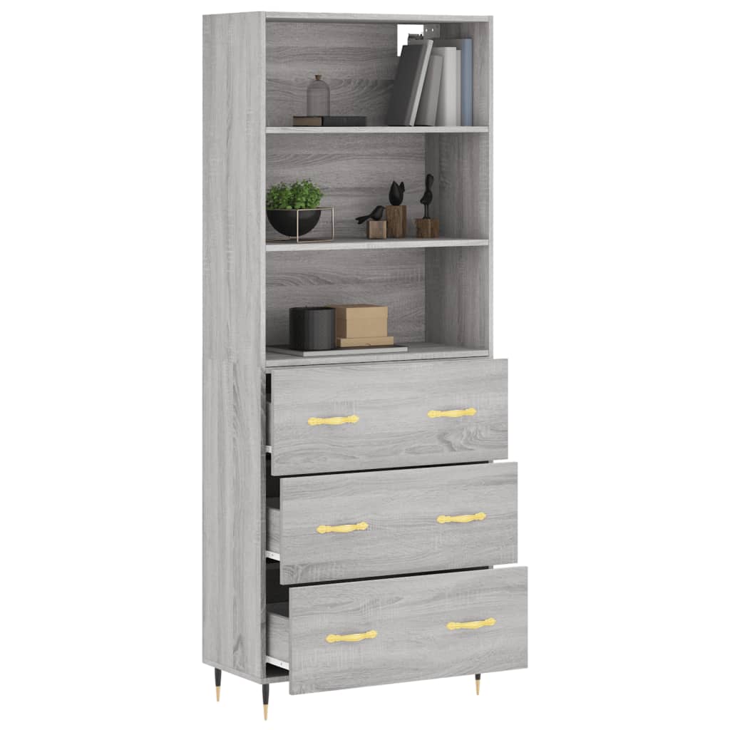vidaXL Witrynka szary dąb sonoma 69,5x34x180cm materiał drewnopochodny
