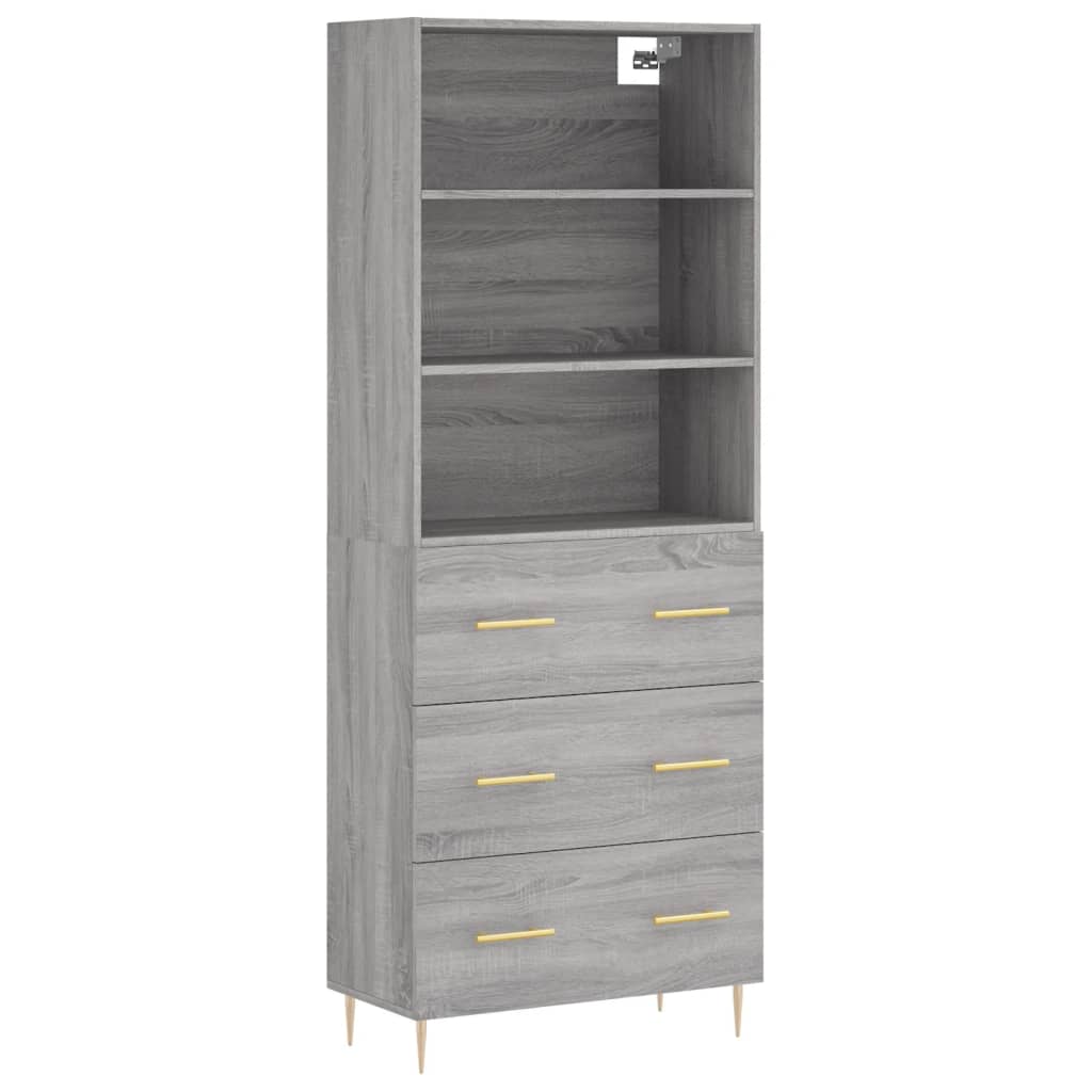 vidaXL Witrynka szary dąb sonoma 69,5x34x180cm materiał drewnopochodny