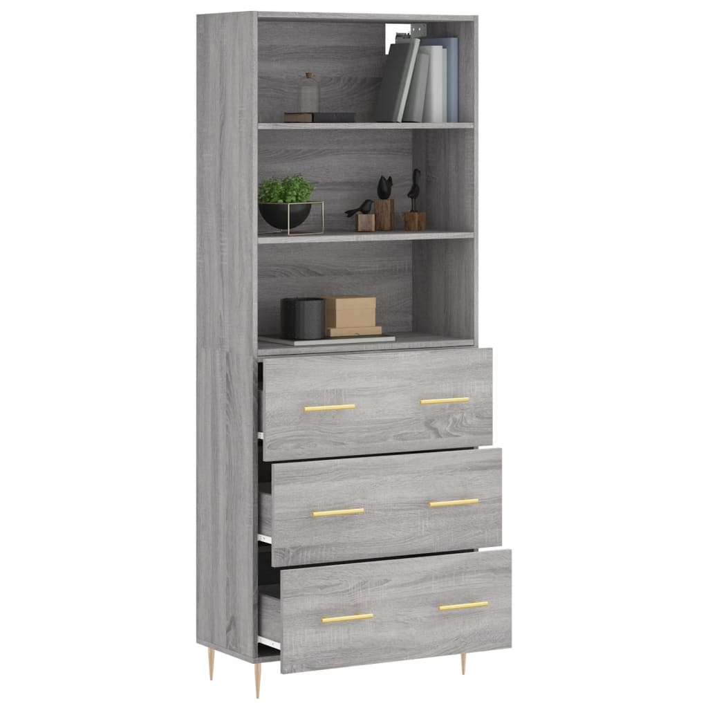 vidaXL Witrynka szary dąb sonoma 69,5x34x180cm materiał drewnopochodny