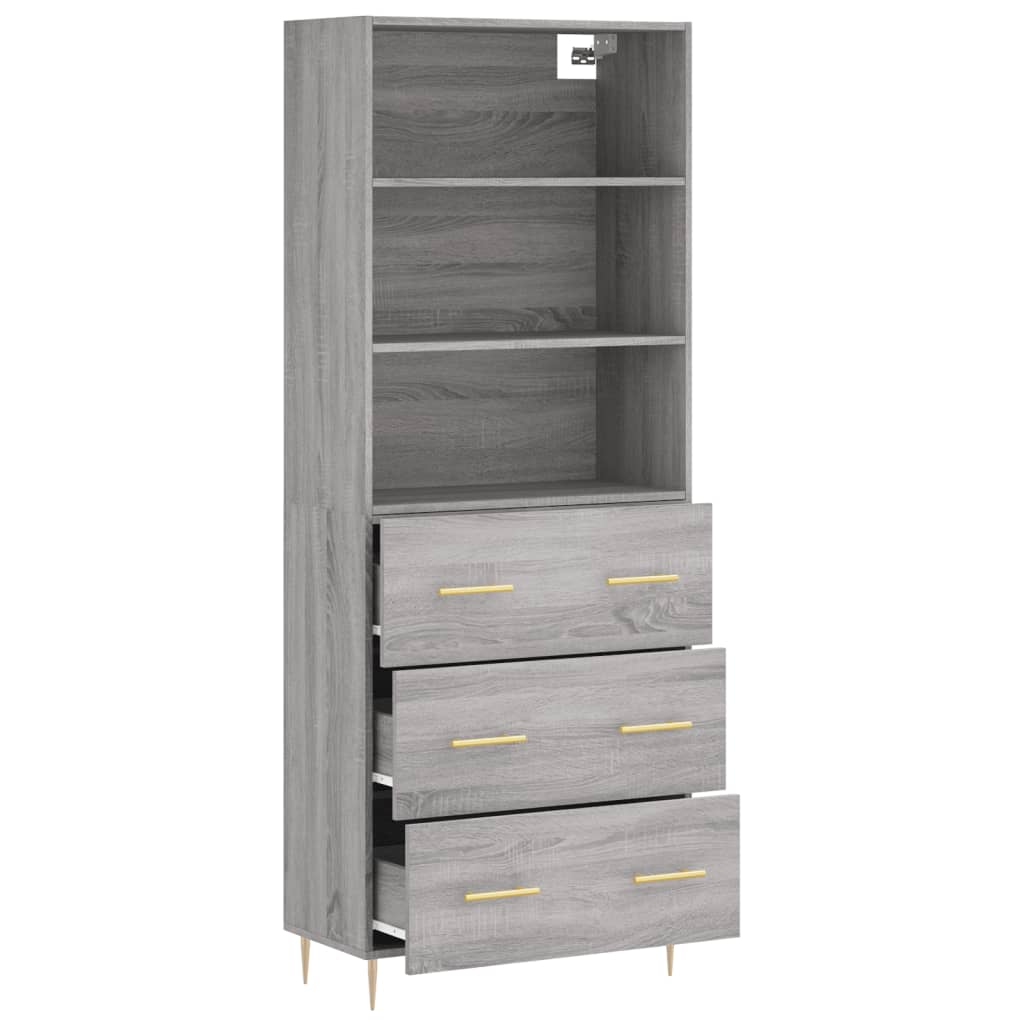vidaXL Witrynka szary dąb sonoma 69,5x34x180cm materiał drewnopochodny