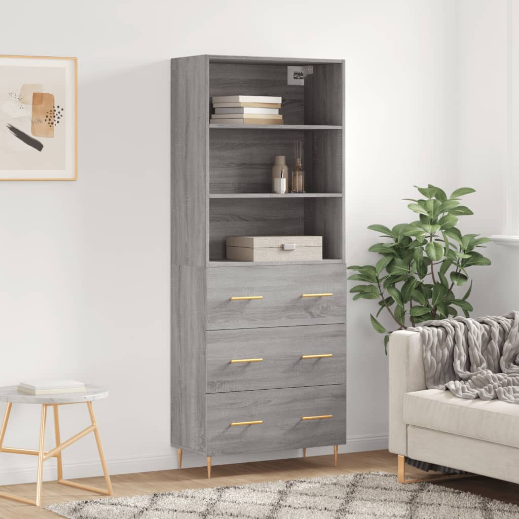 vidaXL Witrynka szary dąb sonoma 69,5x34x180cm materiał drewnopochodny