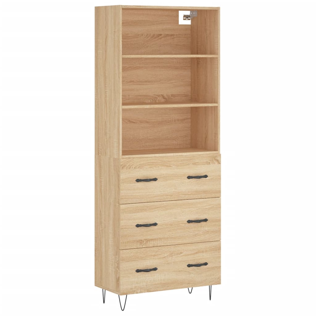 vidaXL Witrynka, dąb sonoma, 69,5x34x180 cm, materiał drewnopochodny