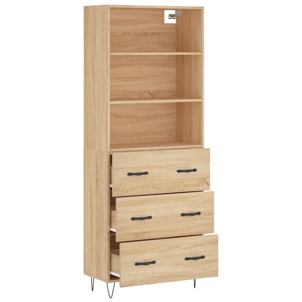 vidaXL Witrynka, dąb sonoma, 69,5x34x180 cm, materiał drewnopochodny