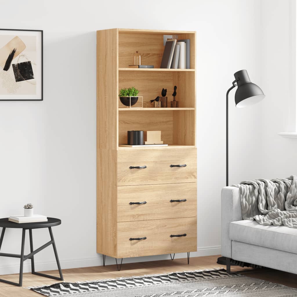 vidaXL Witrynka, dąb sonoma, 69,5x34x180 cm, materiał drewnopochodny