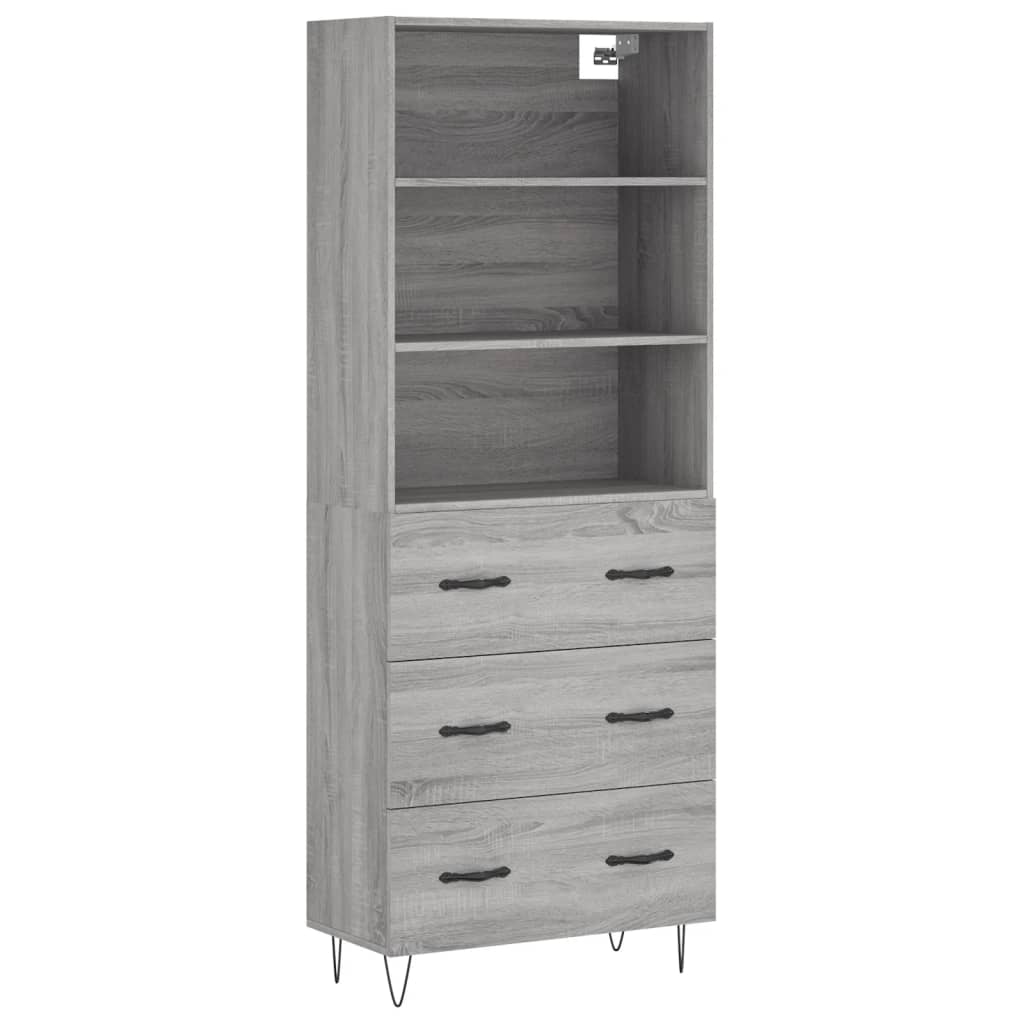 vidaXL Witrynka szary dąb sonoma 69,5x34x180cm materiał drewnopochodny