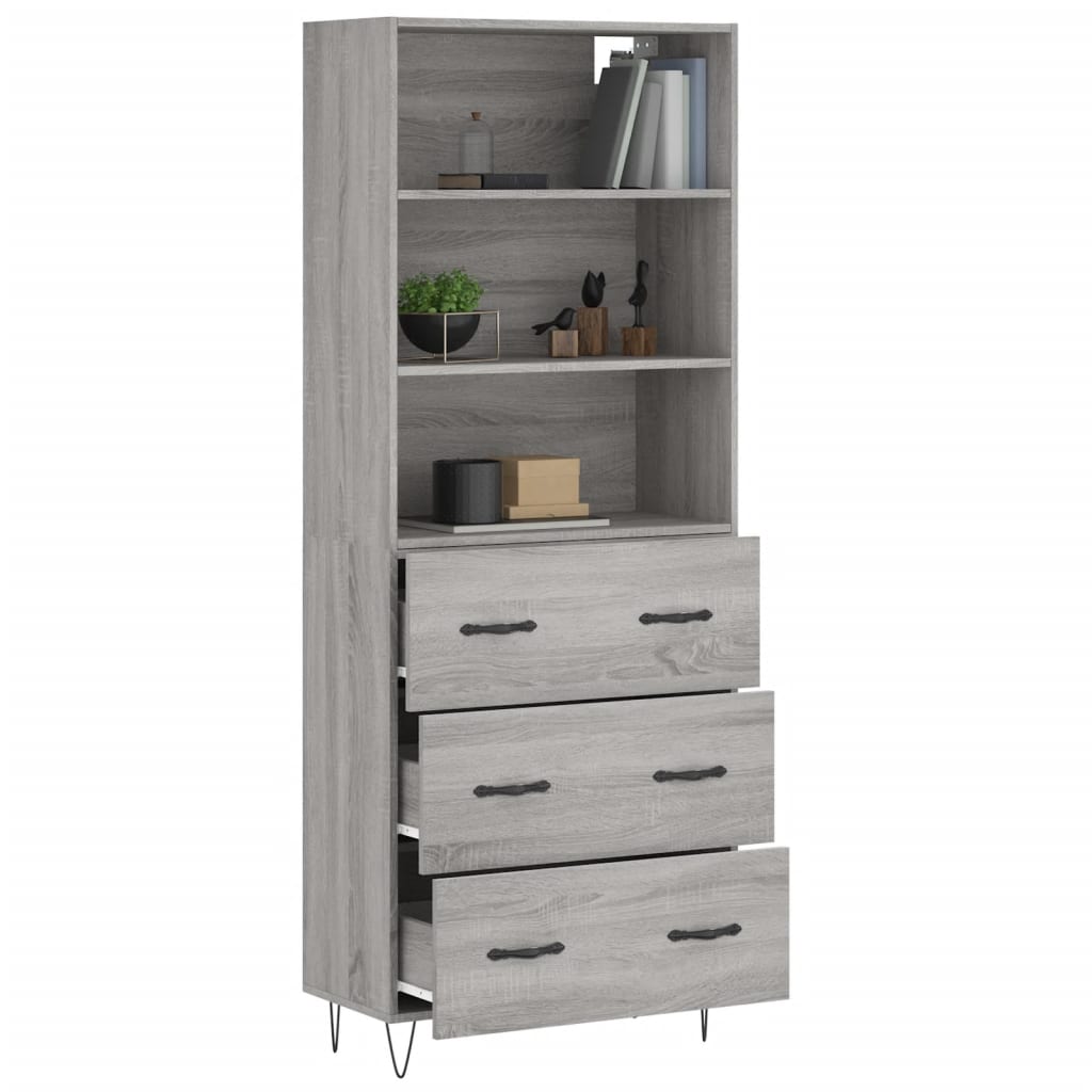 vidaXL Witrynka szary dąb sonoma 69,5x34x180cm materiał drewnopochodny