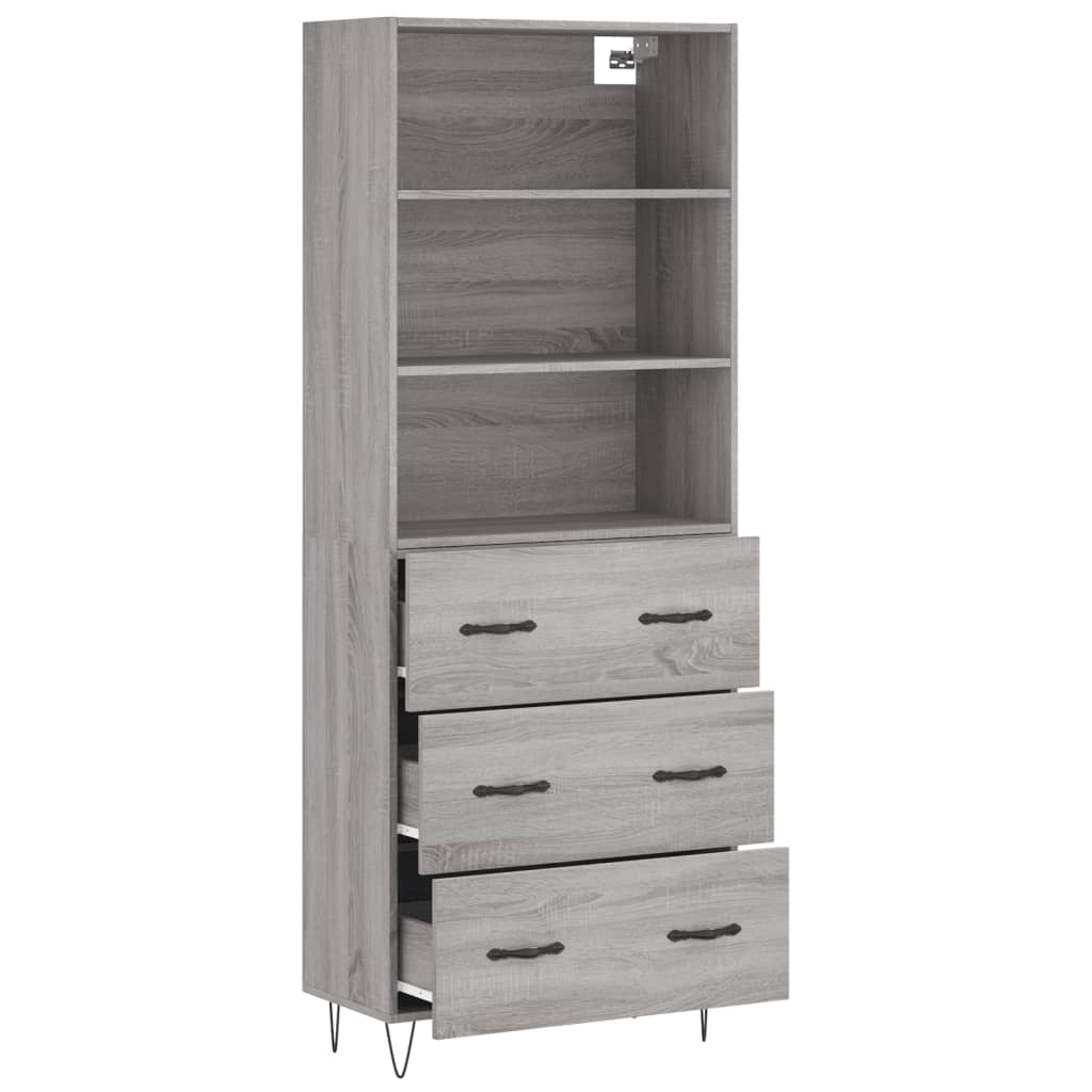vidaXL Witrynka szary dąb sonoma 69,5x34x180cm materiał drewnopochodny