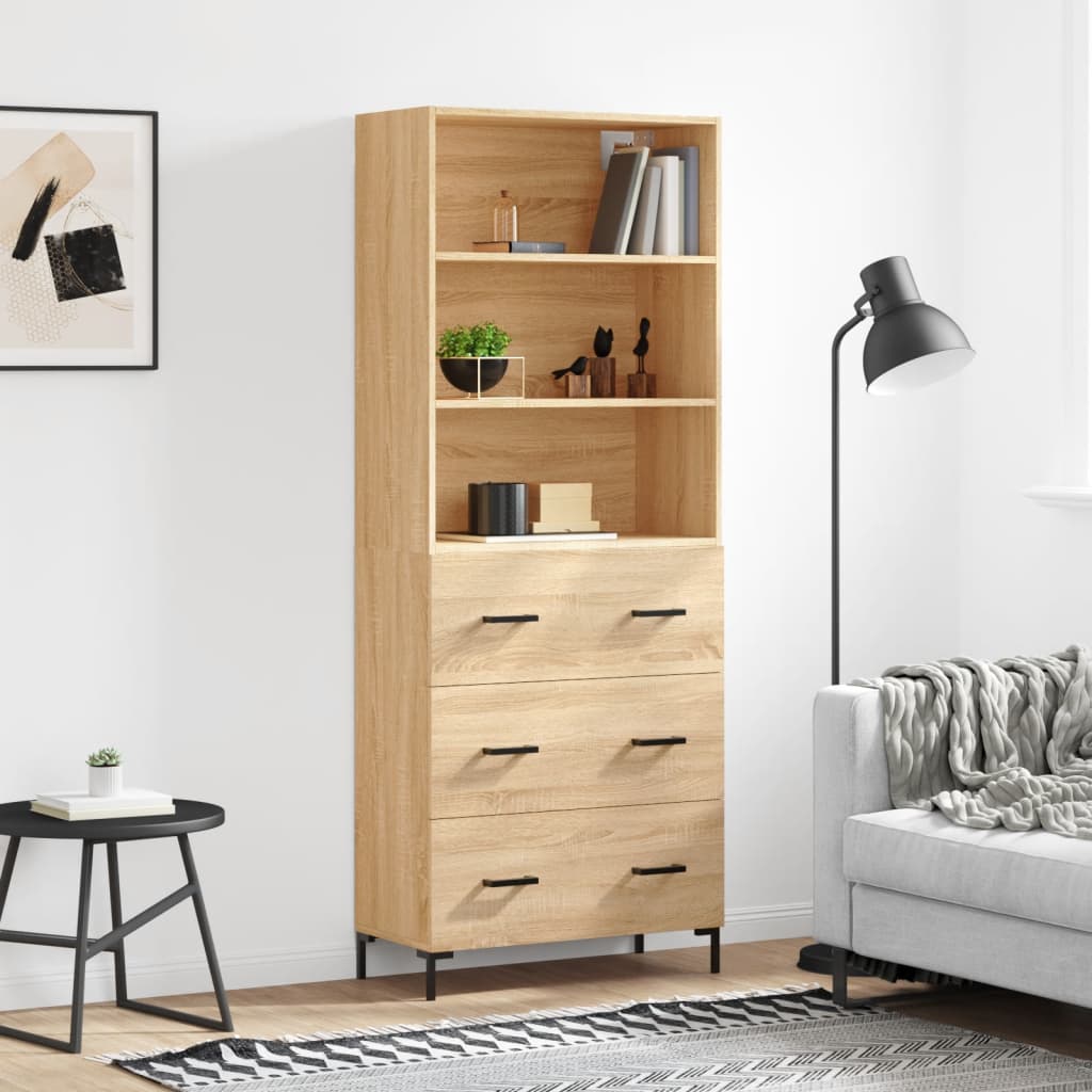 vidaXL Witrynka, dąb sonoma, 69,5x34x180 cm, materiał drewnopochodny