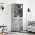 vidaXL Witrynka, szarość betonu 69,5x34x180 cm materiał drewnopochodny