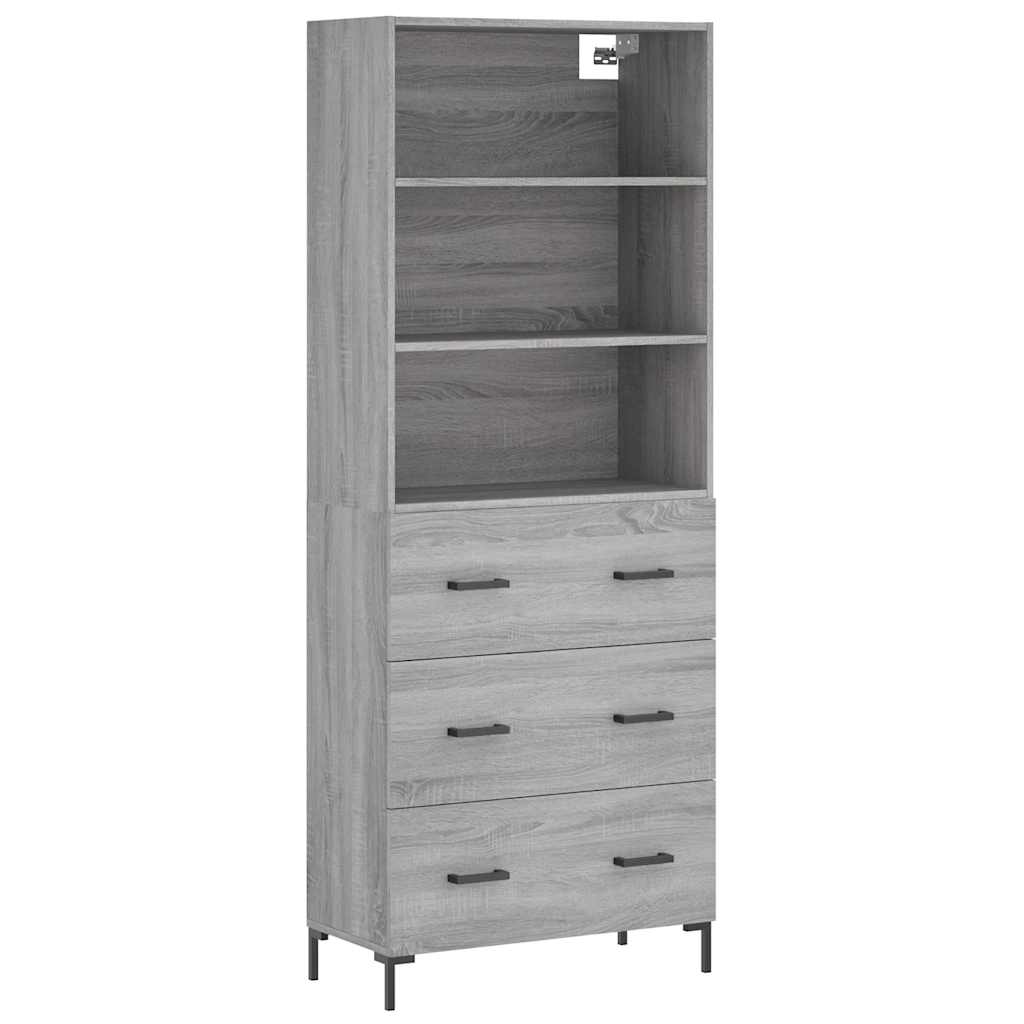 vidaXL Witrynka szary dąb sonoma 69,5x34x180cm materiał drewnopochodny