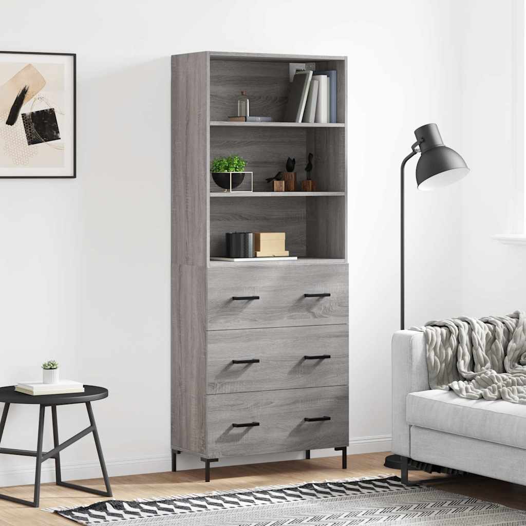 vidaXL Witrynka szary dąb sonoma 69,5x34x180cm materiał drewnopochodny
