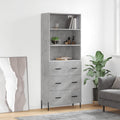 vidaXL Witrynka, szarość betonu 69,5x34x180 cm materiał drewnopochodny