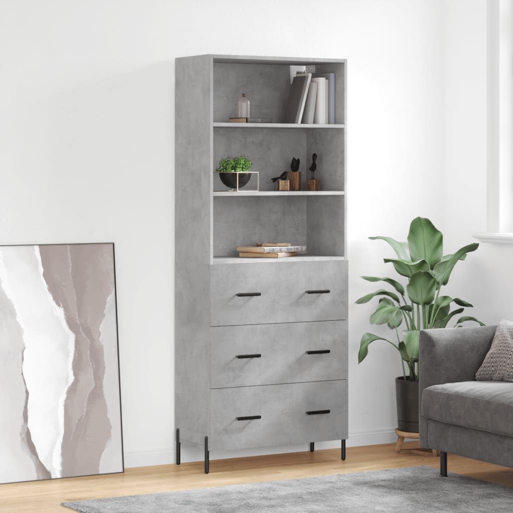 vidaXL Witrynka, szarość betonu 69,5x34x180 cm materiał drewnopochodny