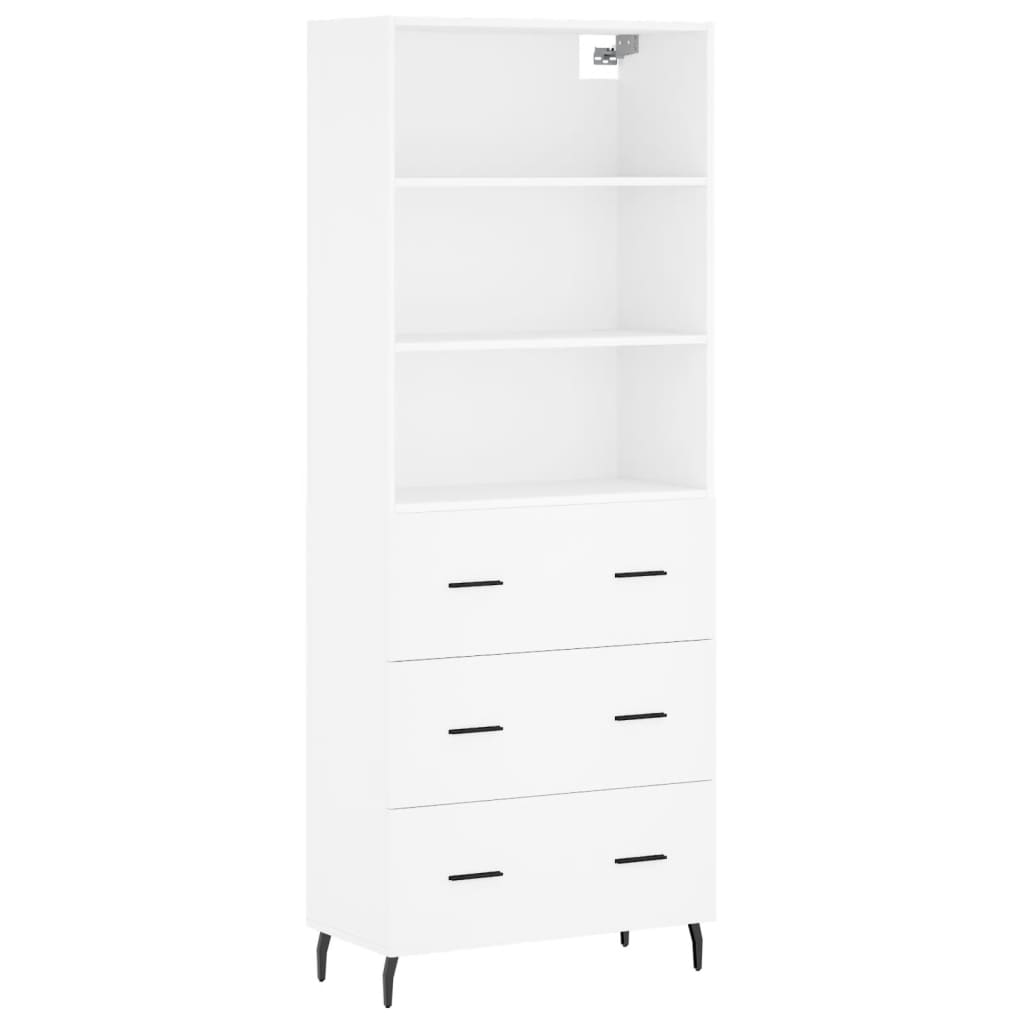 vidaXL Witrynka, biała, 69,5x34x180 cm, materiał drewnopochodny