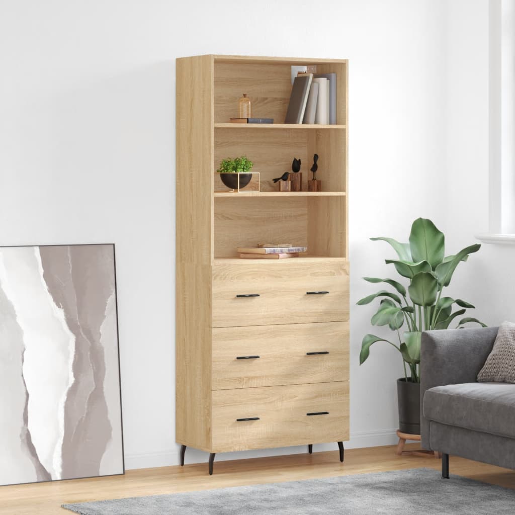 vidaXL Witrynka, dąb sonoma, 69,5x34x180 cm, materiał drewnopochodny