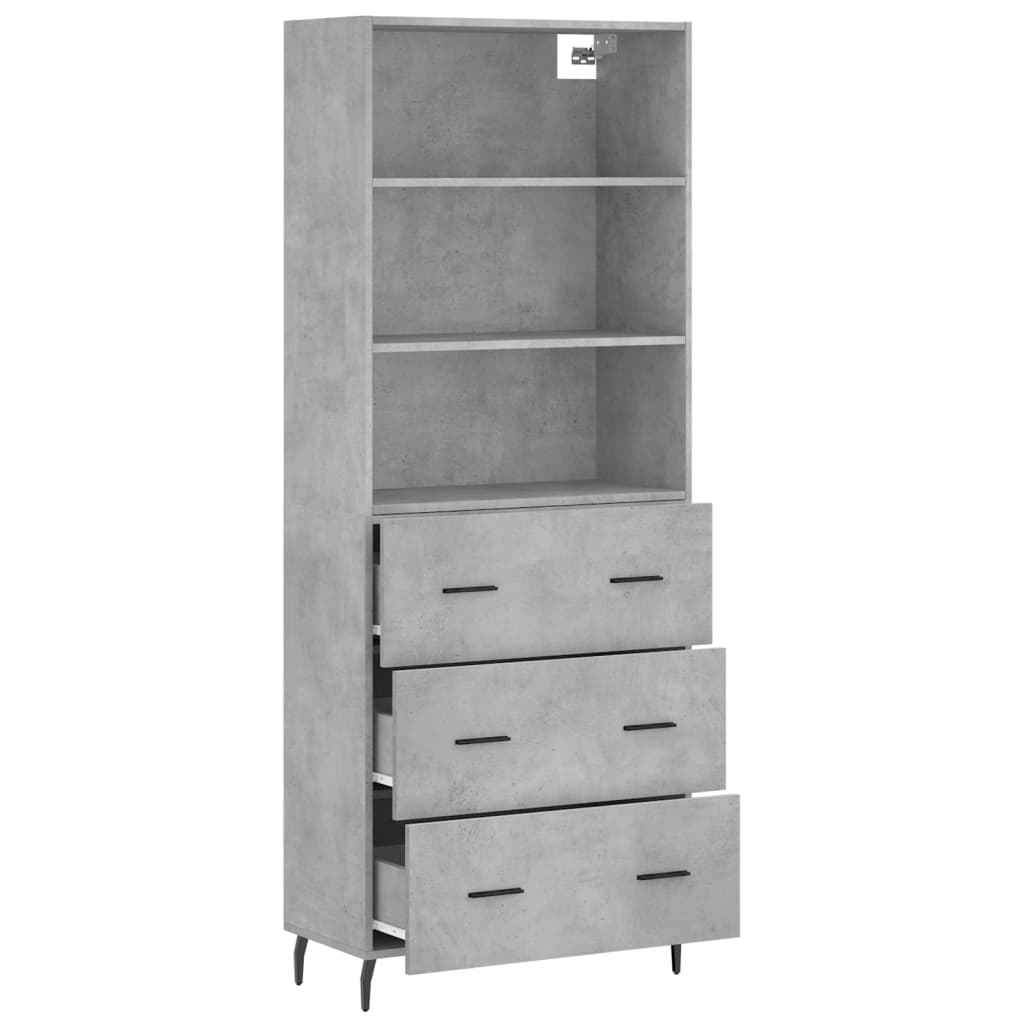 vidaXL Witrynka, szarość betonu 69,5x34x180 cm materiał drewnopochodny