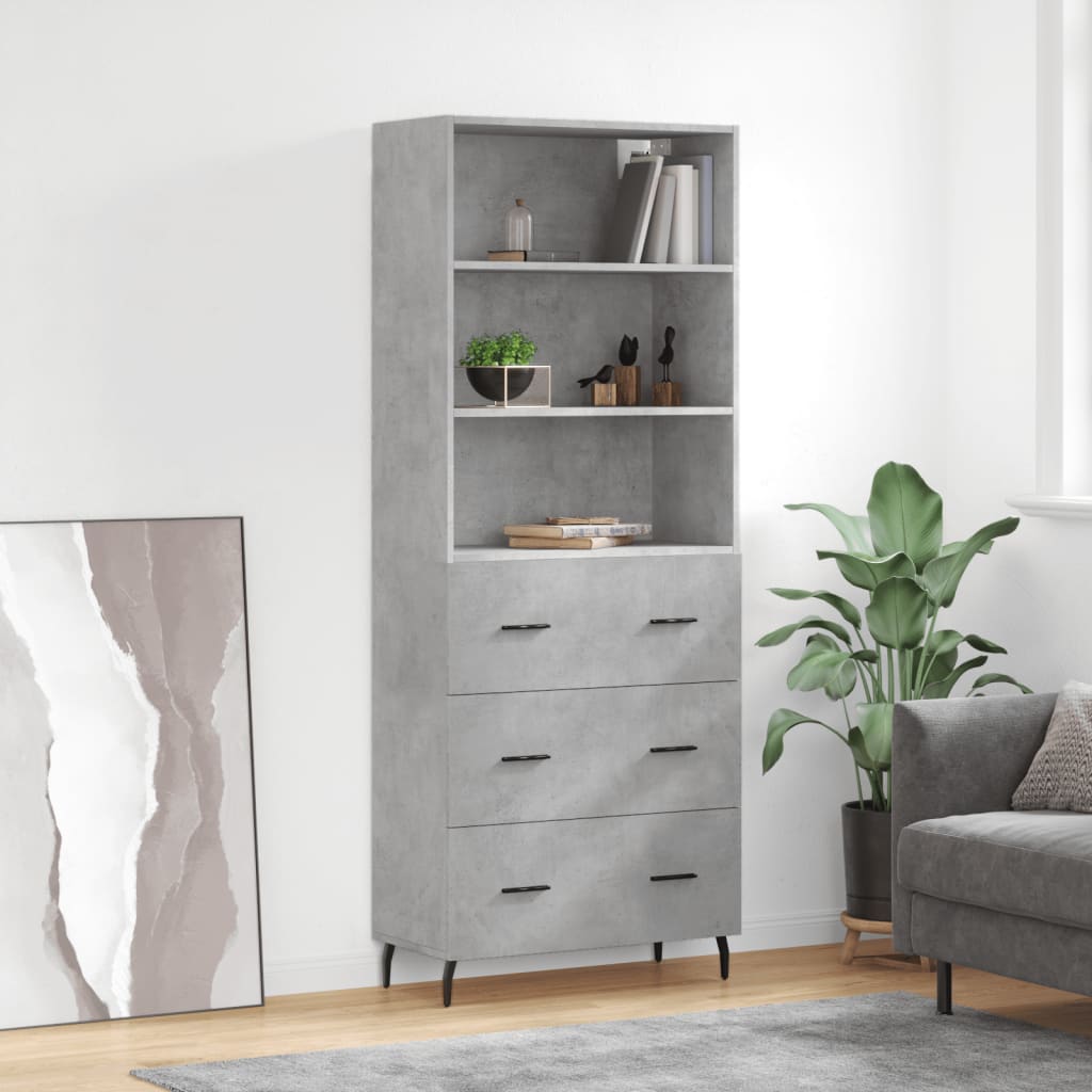 vidaXL Witrynka, szarość betonu 69,5x34x180 cm materiał drewnopochodny