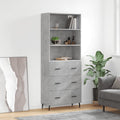 vidaXL Witrynka, szarość betonu 69,5x34x180 cm materiał drewnopochodny